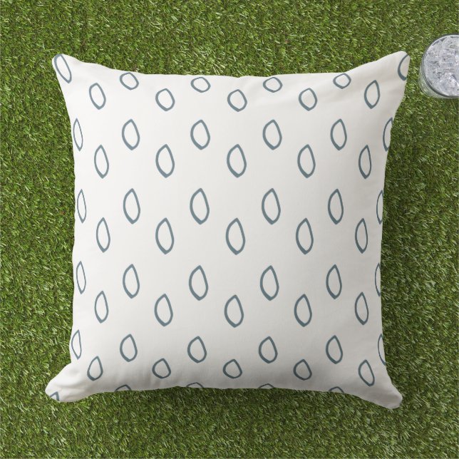 Coussin Motif goutte lisse bleu et blanc (Herbe)
