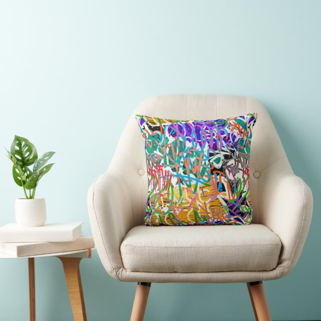 Coussin Motif Graffiti (Chaise)