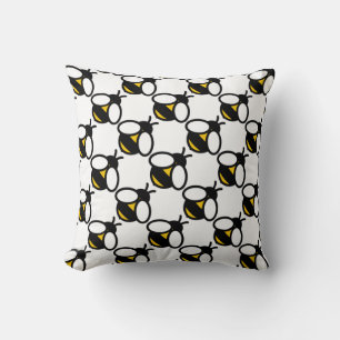 Coussin Motif graphique d'abeilles noir blanc