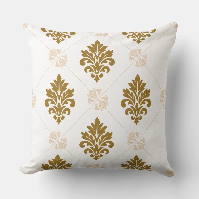 Coussin Motif graphique damassé or de luxe sans couture (Recto)