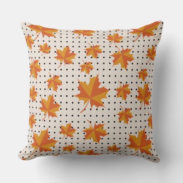 Coussin Motif graphique de points de feuilles d'automne (Recto)