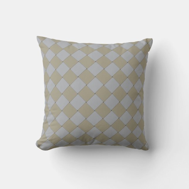 Coussin Motif graphique diagonale or et argent tissé (Recto)