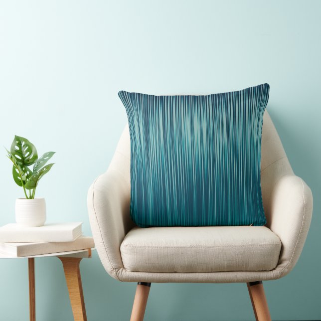 Coussin Motif graphique plissé rayé bleu turquoise vert (Chaise)