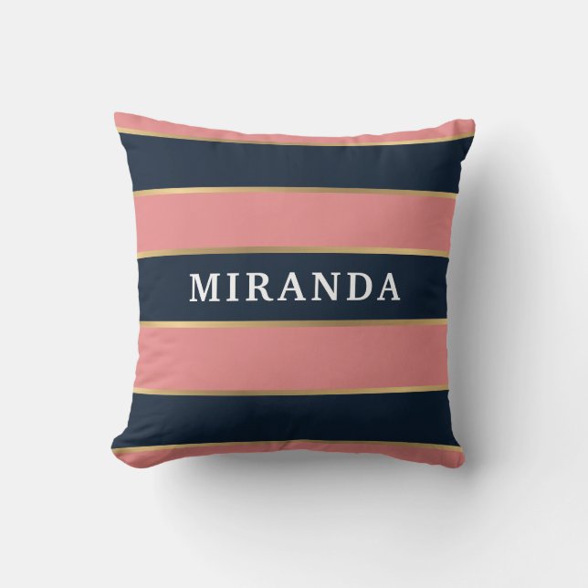Coussin Motif Gras Rose Bleu Gold (Recto)