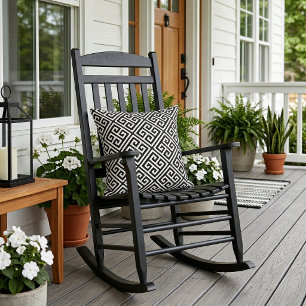 Coussin Motif grec clé noir et blanc