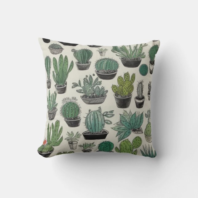 Coussin Motif Green Cactus (Recto)