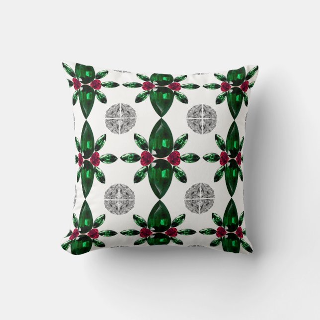 Coussin Motif Green & Red Gemstone (Recto)