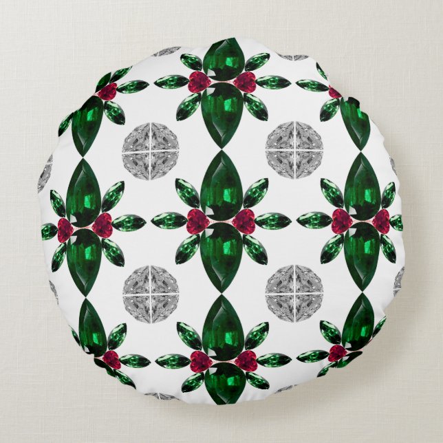 Coussin Motif Green & Red Gemstone (Dos)