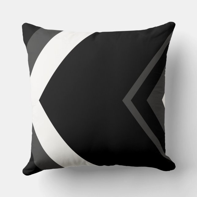 Coussin Motif gris, blanc et noir Chevron (Verso)