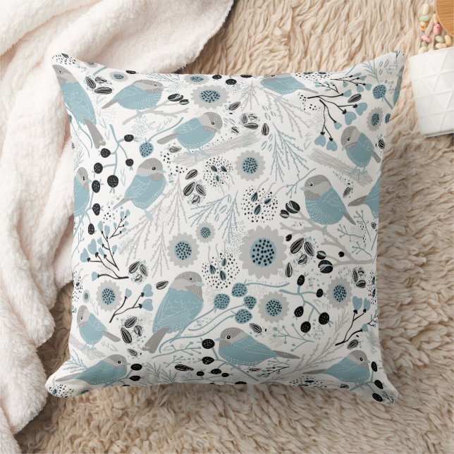 Coussin Motif gris bleu chickadee (Couverture)