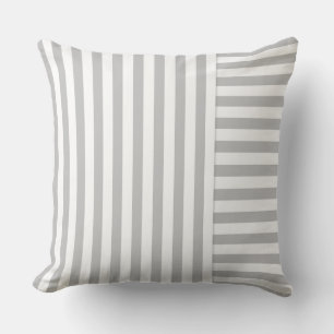 Coussin motif gris clair gris blanc rayé