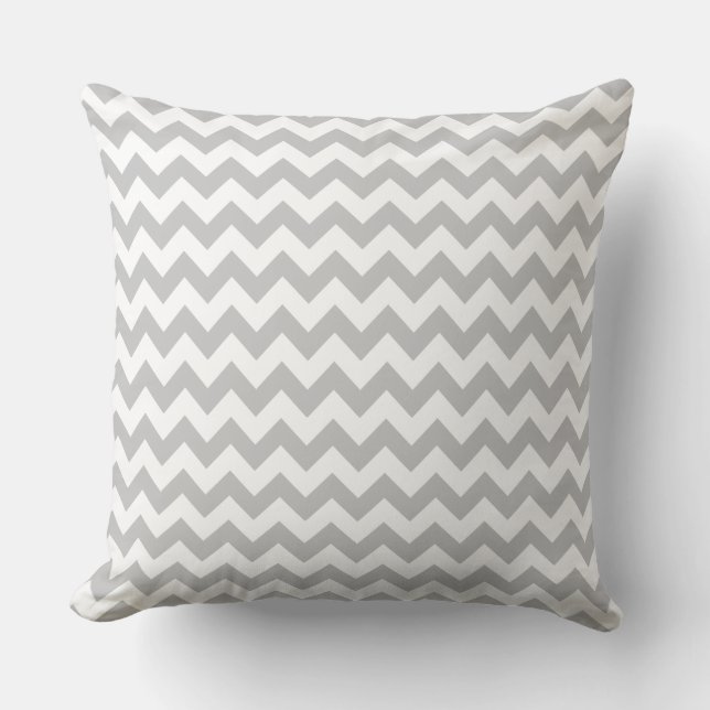 Coussin Motif gris et blanc de Chevron de zigzag (Recto)