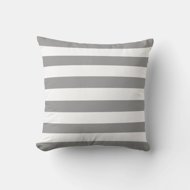 Coussin Motif gris-foncé et blanc de rayure (Recto)