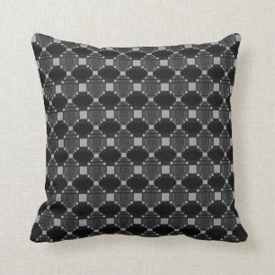 Coussin Motif gris moderne de diamant et de carrés