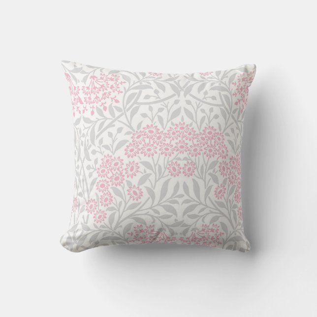 Coussin Motif gris rose floral Damas (Recto)