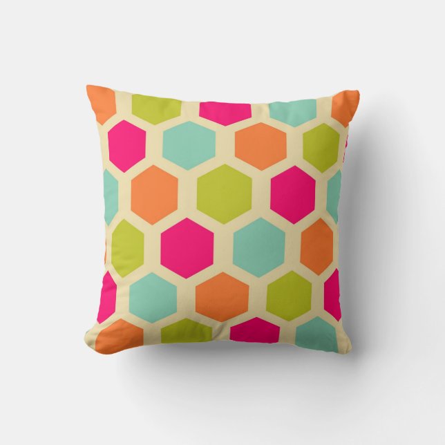 Coussin Motif Hexagon aux couleurs Vintages Personnalisé (Recto)