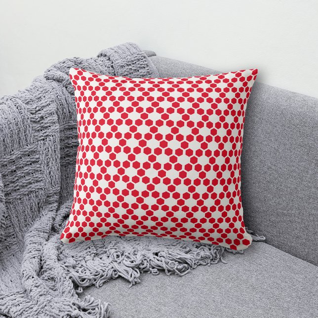 Coussin Motif Hexagon blanc rouge (Créateur téléchargé)