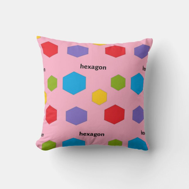 Coussin Motif Hexagon rose (Recto)