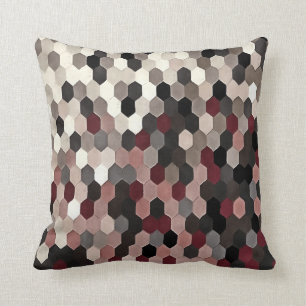 Coussin Motif hexagonal en gris et couleurs d'automne bord