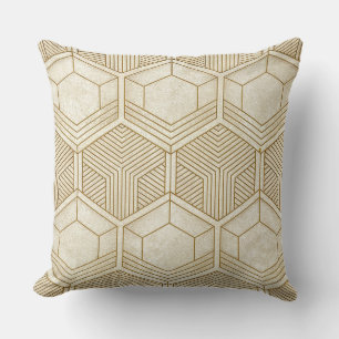 Coussin Motif hexagonal organique moderne Crème et beige