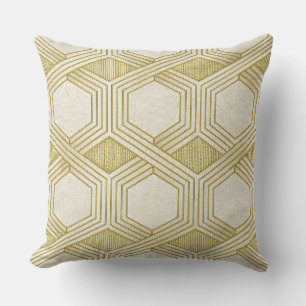 Coussin Motif Hexagone Or Luxueux - Texture Marbre
