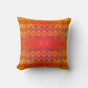 Coussin Motif horizontal orange or clair bleu dans les lig