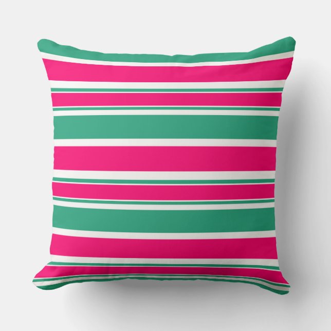 Coussin Motif horizontal rayé rouge-vert (Recto)