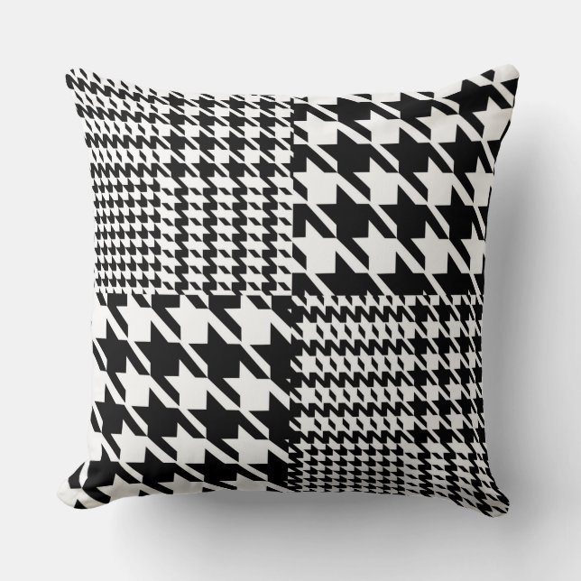 Coussin Motif Houndstooth noir et blanc (Recto)