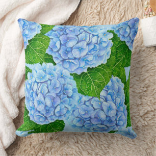 Coussin Motif hydrangée bleu