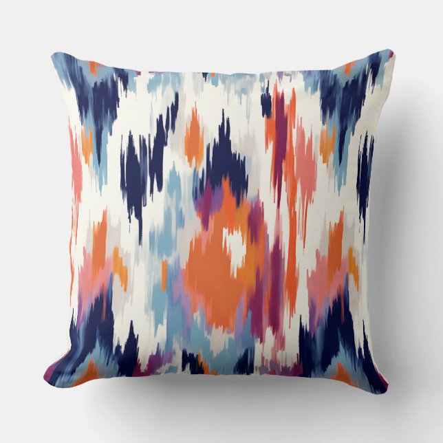 Coussin Motif Ikat Brushstroke moderne (Recto)