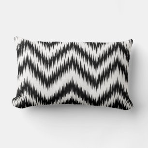 COUSSIN MOTIF IKAT CHEVRON NOIR ET BLANC