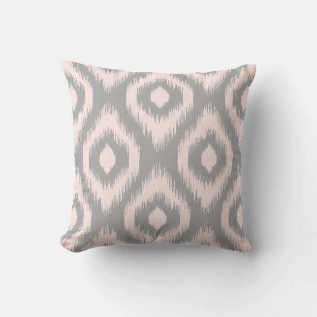 Coussin Motif Ikat Tribal Chic Rose Gris Diamond (Recto)