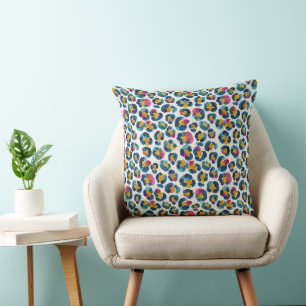 Coussin Motif imprimé léopard aquarelle coloré