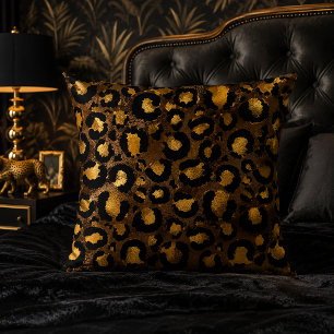 Coussin Motif imprimé léopard or bronze foncé