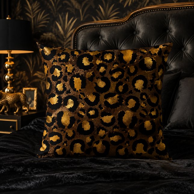 Coussin Motif imprimé léopard or bronze foncé (Créateur téléchargé)