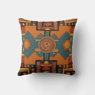 Coussin Motif Inca rouges et jaunes