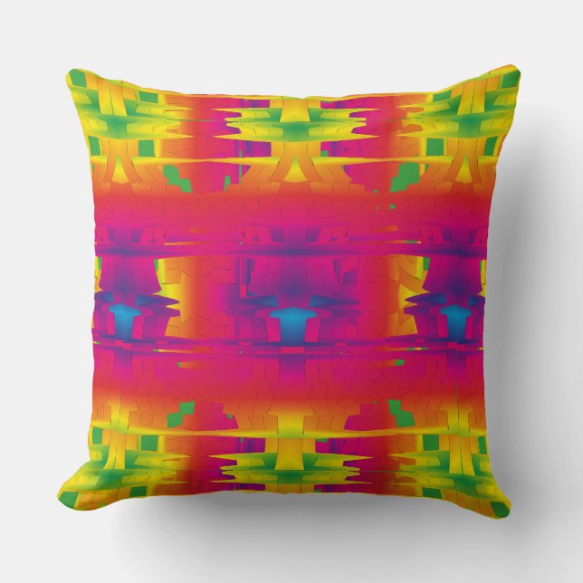 Coussin Motif indien de couleur vibrante festive  (Recto)