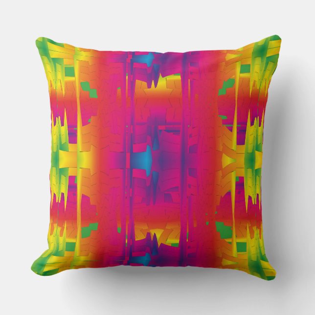 Coussin Motif indien de couleur vibrante festive  (Recto)