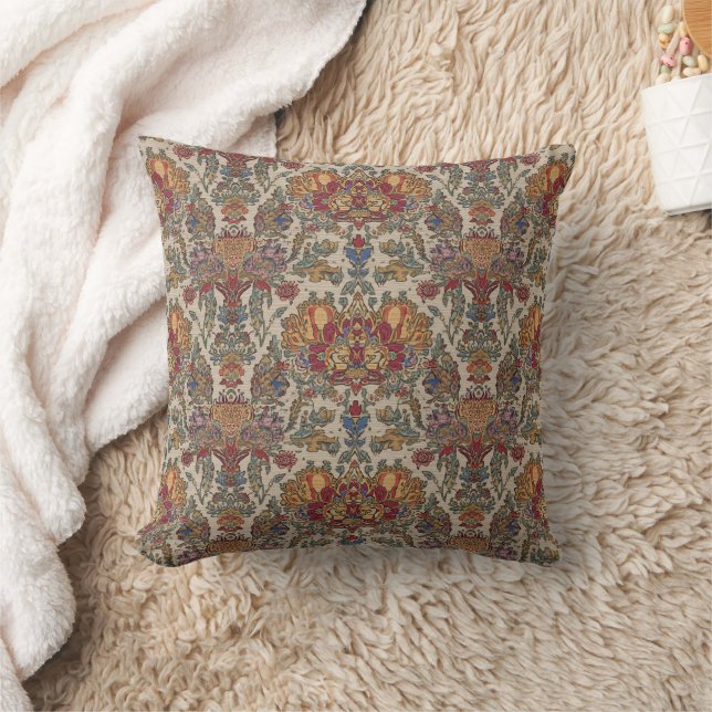 Coussin Motif indien reproduit du 17e siècle Boho  (Couverture)