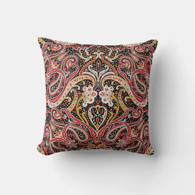 Coussin motif indien traditionnel paisley (Recto)