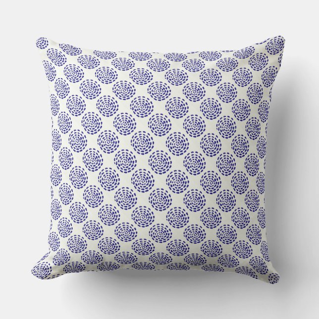 Coussin Motif indigo bleu foncé rayé (Recto)