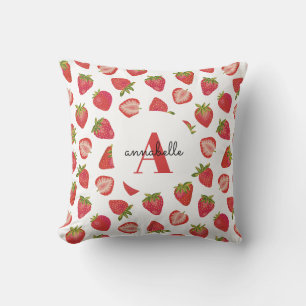 Coussin Motif initial de fraise de monogramme
