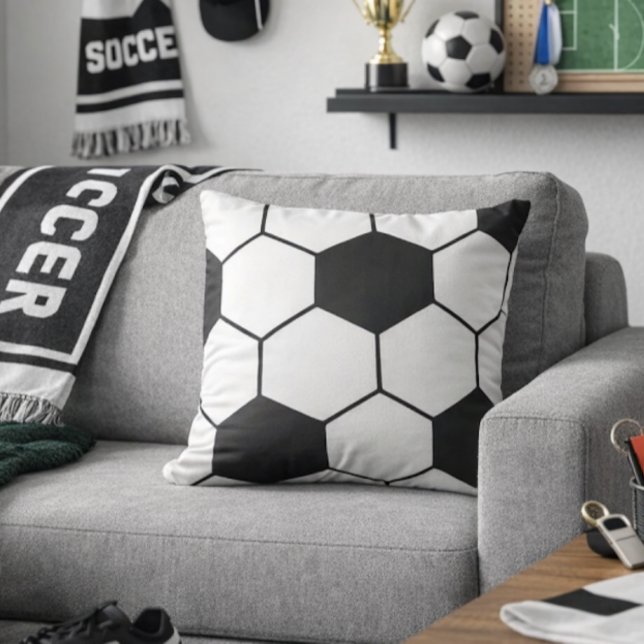 Coussin Motif inspiré d'un ballon de football Imprimé géom (Créateur téléchargé)
