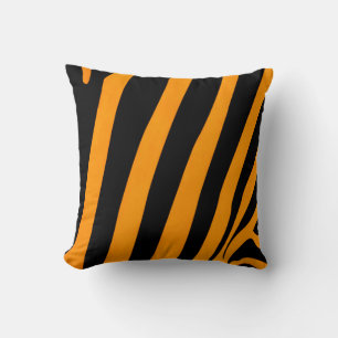 Coussin Motif inspiré Safari Orange et Black Stripes