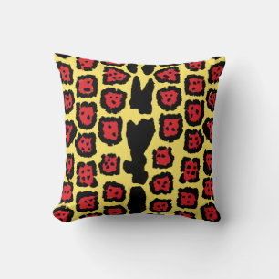Coussin Motif Jaguar en Orange Sanguine sur Crème de Citro