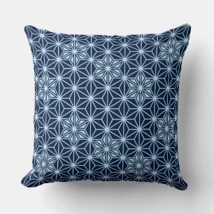 Coussin Motif japonais Asanoha - bleu indigo