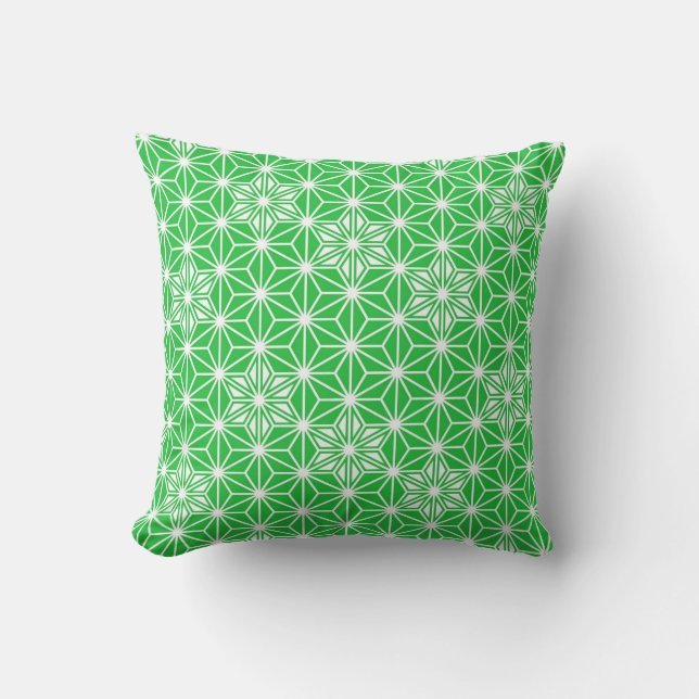 Coussin Motif japonais Asanoha - vert jade (Recto)