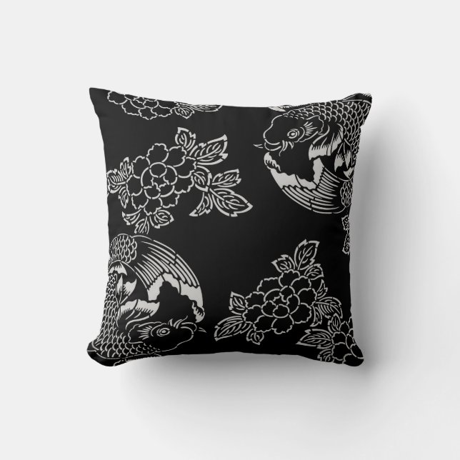 Coussin Motif japonais de tatouage en carpe (Recto)