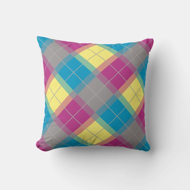 Coussin Motif jaune bleu violet (Recto)