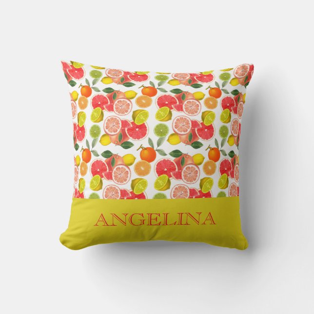 Coussin Motif jaune citron citrus (Recto)